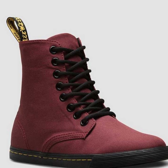 Dr. Martens Shoes Dr Martens Canvas Lace Up Boots Burgundy Size 8